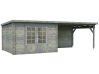 Gartenhaus ELLA 8,7+10,0 m2; 670x320cm inkl. 360cm Schleppdach - natur + farbig -