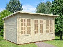 Gartenhaus LISA 11,5 m²; 420x320cm; 34mm Doppelnut; inkl. Fußboden, lackiert hellgau + anthrazit