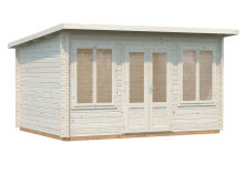 Gartenhaus LISA 11,5 m²; 420x320cm; 34mm Doppelnut; inkl. Fußboden, lackiert hellgau + anthrazit