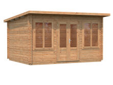 Gartenhaus LISA 11,5 m²; 420x320cm; 34mm Doppelnut; inkl. Fußboden, lackiert hellgau + anthrazit