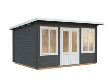 Gartenhaus LISA 11,5 m²; 420x320cm; 34mm Doppelnut; inkl. Fußboden - natur + farbig -