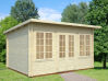 Gartenhaus LISA 11,5 m²; 420x320cm; 34mm Doppelnut; inkl. Fußboden - natur + farbig -