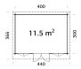 Gartenhaus LISA 11,5 m²; 420x320cm; 34mm Doppelnut; inkl. Fußboden - natur + farbig -