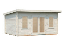 Gartenhaus LISA 14,2 m2; 470x350cm; 44mm Bohlen; ISO; inkl. Fußboden - natur + farbig -