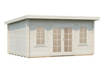 Gartenhaus LISA 14,2 m2; 470x350cm; 44mm Bohlen; ISO; inkl. Fußboden - natur + farbig -