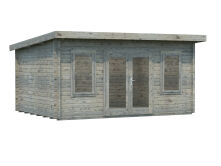 Gartenhaus LISA 14,2 m2; 470x350cm; 44mm Bohlen; ISO; inkl. Fußboden - natur + farbig -