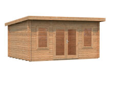 Gartenhaus LISA 14,2 m2; 470x350cm; 44mm Bohlen; ISO; inkl. Fußboden - natur + farbig -