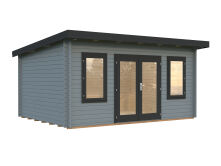 Gartenhaus LISA 14,2 m2; 470x350cm; 44mm Bohlen; ISO; inkl. Fußboden - natur + farbig -