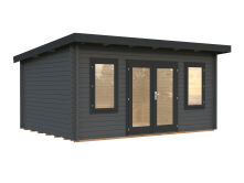 Gartenhaus LISA 14,2 m2; 470x350cm; 44mm Bohlen; ISO; inkl. Fußboden - natur + farbig -
