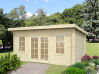 Gartenhaus LISA 14,2 m2; 470x350cm; 44mm Bohlen; ISO; inkl. Fußboden - natur + farbig -