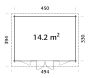 Gartenhaus LISA 14,2 m2; 470x350cm; 44mm Bohlen; ISO; inkl. Fußboden - natur + farbig -