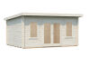 Gartenhaus LISA 14,2 m2; 470x350cm; 44mm Bohlen; ISO; inkl. Fußboden - natur + farbig -
