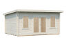Gartenhaus LISA 14,2 m2; 470x350cm; 44mm Bohlen; ISO; inkl. Fußboden - natur + farbig -