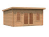 Gartenhaus LISA 14,2 m2; 470x350cm; 44mm Bohlen; ISO; inkl. Fußboden - natur + farbig -