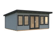 Gartenhaus LISA 19,4 m2; 550x400cm; 44mm Bohlen; ISO, Fußboden - natur + farbig -