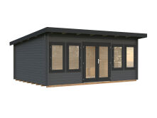 Gartenhaus LISA 19,4 m2; 550x400cm; 44mm Bohlen; ISO, Fußboden - natur + farbig -