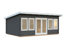 Gartenhaus LISA 19,4 m2; 550x400cm; 44mm Bohlen; ISO, Fußboden - natur + farbig -
