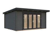 Gartenhaus LEA 14,2 m² - 450x330cm, 44mm, inkl. Boden, Falttür, transparent imprägniert