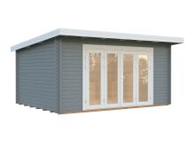 Gartenhaus LEA 14,2 m² - 450x330cm, 44mm, inkl. Boden, Falttür, transparent imprägniert