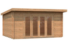 Gartenhaus LEA 14,2 m² - 450x330cm, 44mm, inkl. Boden, Falttür, lackiert hellgrau + anthrazit