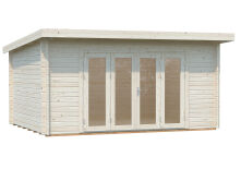 Gartenhaus LEA 14,2 m² - 450x330cm, 44mm, inkl. Boden, Falttür - natur + farbig -