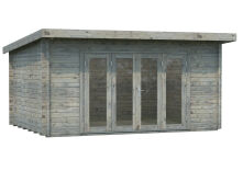 Gartenhaus LEA 14,2 m² - 450x330cm, 44mm, inkl. Boden, Falttür - natur + farbig -