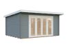 Gartenhaus LEA 14,2 m² - 450x330cm, 44mm, inkl. Boden, Falttür - natur + farbig -