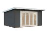 Gartenhaus LEA 14,2 m² - 450x330cm, 44mm, inkl. Boden, Falttür - natur + farbig -