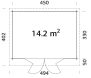 Gartenhaus LEA 14,2 m² - 450x330cm, 44mm, inkl. Boden, Falttür - natur + farbig -