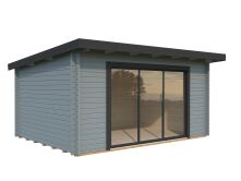 Gartenhaus LEA 14,2 m² SLIDE PLUS ISO - 450x330cm; 44mm ; inkl. Boden, Schiebetür - natur + farbig -