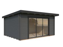 Gartenhaus LEA 14,2 m² SLIDE PLUS ISO - 450x330cm; 44mm ; inkl. Boden, Schiebetür - natur + farbig -