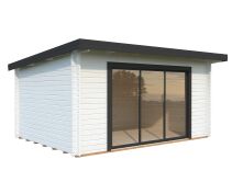 Gartenhaus LEA 14,2 m² SLIDE PLUS ISO - 450x330cm; 44mm ; inkl. Boden, Schiebetür - natur + farbig -