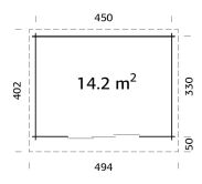 Gartenhaus LEA 14,2 m² SLIDE PLUS ISO - 450x330cm;...