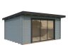 Gartenhaus LEA 14,2 m² SLIDE PLUS ISO - 450x330cm; 44mm ; inkl. Boden, Schiebetür - natur + farbig -