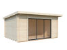 Gartenhaus LEA 14,2 m² SLIDE PLUS ISO - 450x330cm; 44mm ; inkl. Boden, Schiebetür - natur + farbig -