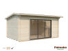 Gartenhaus LEA 14,2 m² SLIDE PLUS ISO - 450x330cm; 44mm ; inkl. Boden, Schiebetür - natur + farbig -