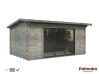 Gartenhaus LEA 14,2 m² SLIDE PLUS ISO - 450x330cm; 44mm ; inkl. Boden, Schiebetür - natur + farbig -