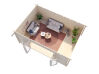Gartenhaus LEA 19,4 m2; 550x400cm; 44mm Bohlen; ISO, Fußboden, Falttür, - natur + farbig -