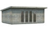 Gartenhaus LEA 19,4 m2; 550x400cm; 44mm Bohlen; ISO, Fußboden, Falttür, - natur + farbig -