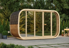 Saunafass / Fasssauna KLAAR DOUBLE EXCLUSIV 360x230 cm,...