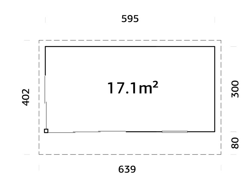 Gartenhaus ANDREA 17,1 m² - 595x300cm, 44mm, inkl. Boden, Schiebetür, lackiert dunkelgrau + anthrazit