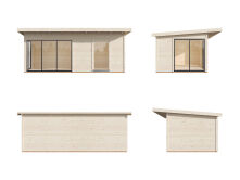 Gartenhaus ANDREA 17,1 m² - 595x300cm, 44mm, inkl. Boden, Schiebetür, lackiert dunkelgrau + anthrazit