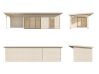 Gartenhaus ANDREA 17,1+7,9  m² - 895x300 cm, 44mm, inkl. Boden, Schiebetür, lackiert hellgrau + anthrazit