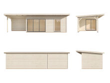 Gartenhaus ANDREA 17,1+7,9  m² - 895x300 cm, 44mm, inkl. Boden, Schiebetür, lackiert dunkelgrau + anthrazit