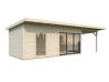 Gartenhaus ANDREA 17,1+7,9  m² - 895x300 cm, 44mm, inkl. Boden, Schiebetür, lackiert dunkelgrau + anthrazit