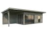 Gartenhaus ANDREA 17,1+7,9  m² - 895x300 cm, 44mm, inkl. Boden, Schiebetür, lackiert dunkelgrau + anthrazit