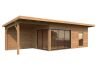 Gartenhaus ANDREA 17,1+7,9  m² - 895x300 cm, 44mm, inkl. Boden, Schiebetür, lackiert dunkelgrau + anthrazit