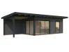 Gartenhaus ANDREA 17,1+7,9  m² - 895x300 cm, 44mm, inkl. Boden, Schiebetür, lackiert dunkelgrau + anthrazit