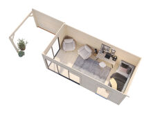 Gartenhaus ANDREA 17,1+7,9  m² - 895x300 cm, 44mm, inkl. Boden, Schiebetür, lackiert weiß + anthrazit