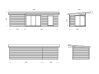 Gartenhaus ANDREA 17,1+7,9  m² - 895x300 cm, 44mm, inkl. Boden, Schiebetür, lackiert weiß + anthrazit